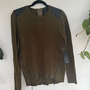 Olive Sweater with Black Accents